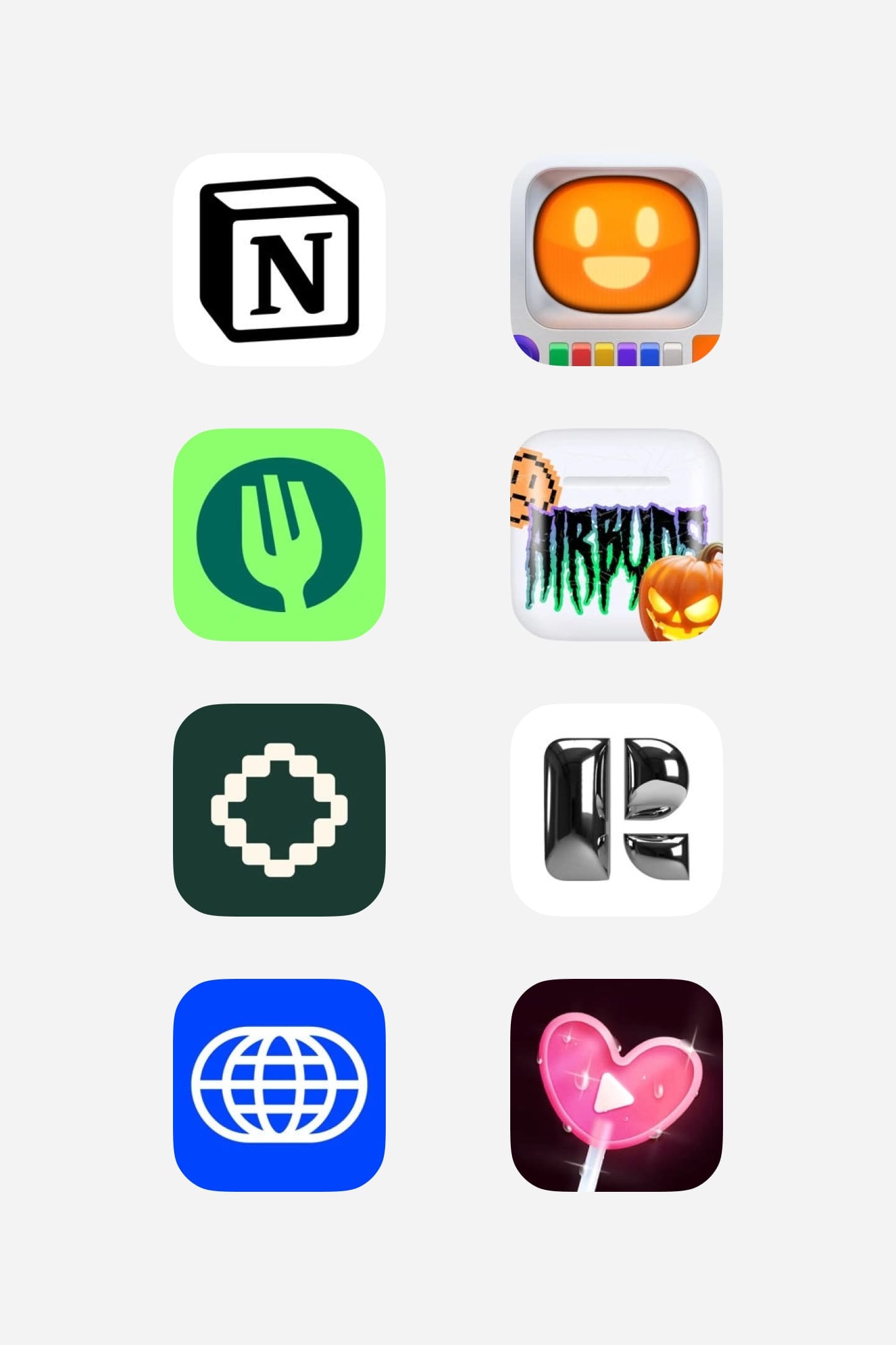 Examples from successful app icons using faces effectively.